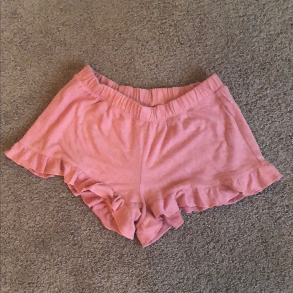 Pink ruffle pajama shorts